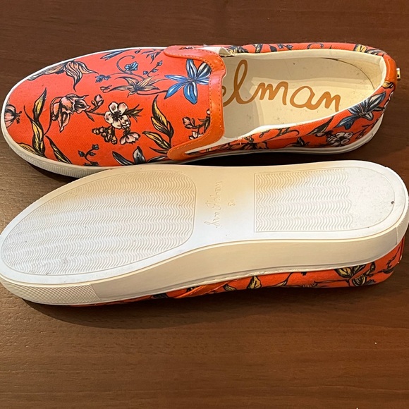 Sam Edelman slip-on sneakers.  Orange print.  Worn twice. - Picture 3 of 3